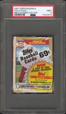 (POP 5) 1987 Topps Baseball Cello Pack w Mike Schmidt All Star Top, PSA 9 MINT