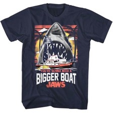 Jaws Shark Gonna Need a Bigger Boat Men's T Shirt Tropical Sunset Ocean Movie