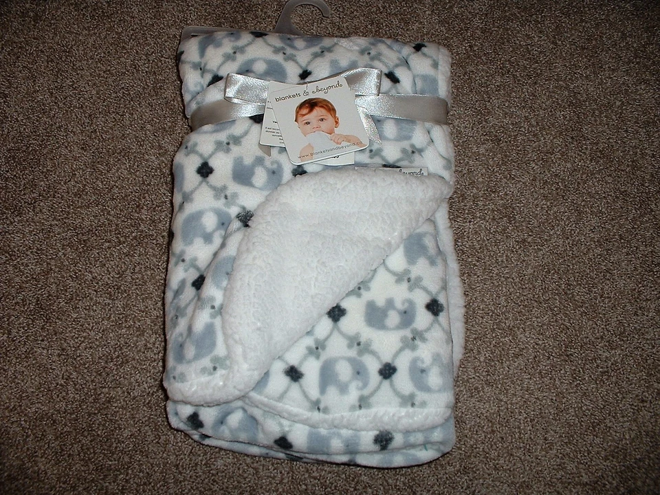 Blankets & Beyond Baby Elephant Sherpa Fleece Pink Blue and Gray Infant NWT VHTF - Image 2 of 4