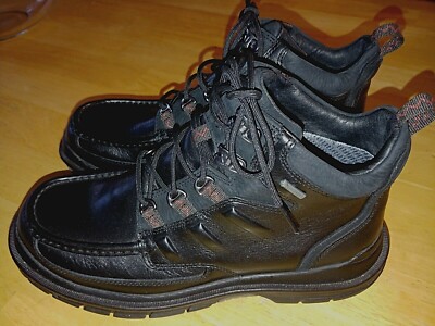 CLARKS CEDAR GORE-TEX MEN'S BLACK LEATHER LACE-UP HIGH-TOP BOOTS-7.5M-WORN ONCE