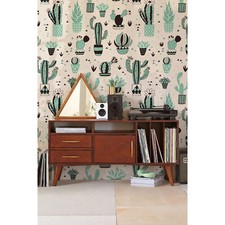 Cacti Pots Non-woven wallpaper Nursery Wall Mural Home Decor Decal Wallcover