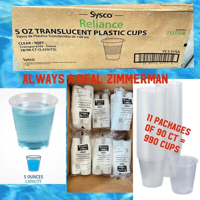 SYSCO RELIANCE 5 oz. TRANSLUCENT Plastic CUPS Translucent 990 CT New CLEAR  CUP | eBay