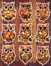 Leaf Owl Vinyl Die Cut Stickers Set Scrapbooking Laptop Waterbottle