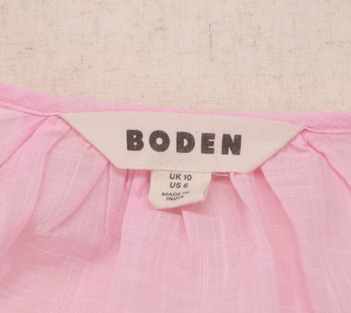 BODEN $160 Cotton Embroidered Smocked Blouse Sweet Lilac Blouson Sleeves Size 6 - Picture 9 of 10