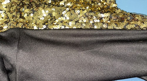 Torrid gold & black sparkly Size 1 skirt stretchy lined pull on short sequins - Picture 2 of 7
