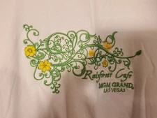 Rainforest Cafe Tee Shirt White sz  Medium embroidered Grand Las Vegas
