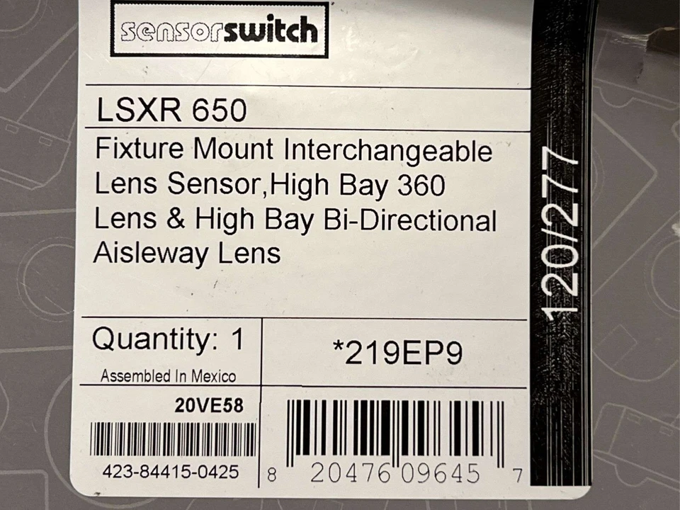 SENSOR SWITCH LSXR 650 Occupancy Sensor: Fluorescent/LED Passive Infrared 20VE58 - Image 4 of 4