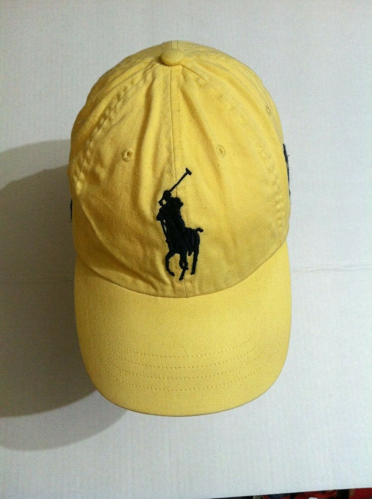 PONY POLO RALPH LAUREN GIALLO 100% COTONE BERRETTO DA BASEBALL GRANDE TAGLIA UNICA