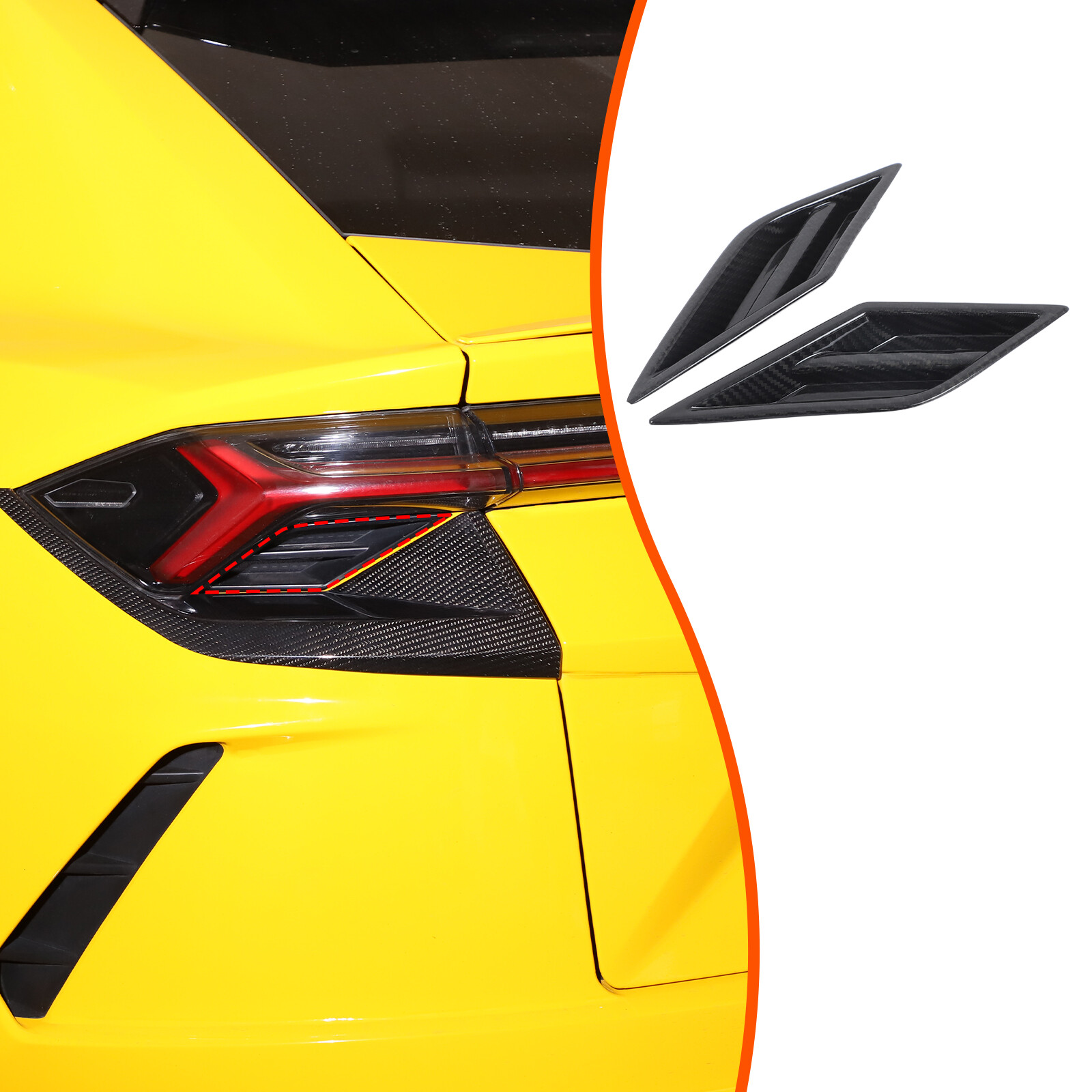 Rear Tail Light lower Cover Trim For Lamborghini Urus 2018-23 Real Carbon Fiber