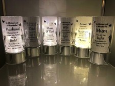 Image of Thoughts of You Glass Memorial Tube LED Lights Choice of 8 Sentiments Family