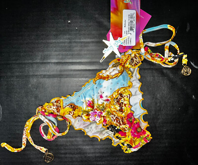 Luli Fama XS BIKINI BOTTOM brazilian SUPER SEXY 60's yellow pink POPPY crystal
