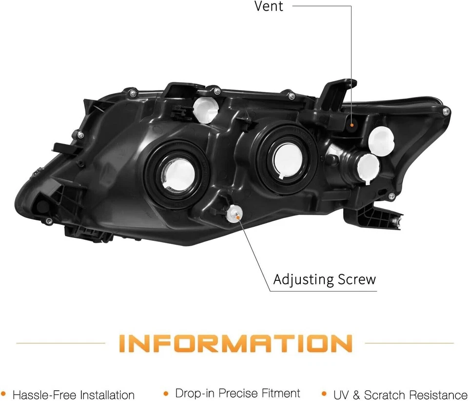 Faróis de halogênio preto completo par 2 peças para 2010-2012 Lexus RX350 SUV - Imagem 2 de 4