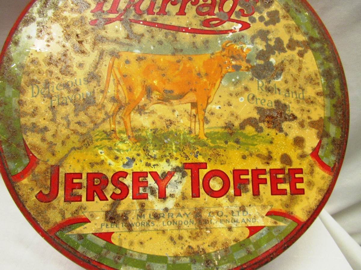 Vintage Murray'S Jersey Toffee Advertising Tin Litho Cow London