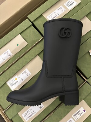 Gucci Women s Double GG Black Wellington Boots - Size 3UK/EU36