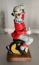 Vintage Toscany Circus Clown Figurine riding a Unicycle Japan 8" Tall VGC  old