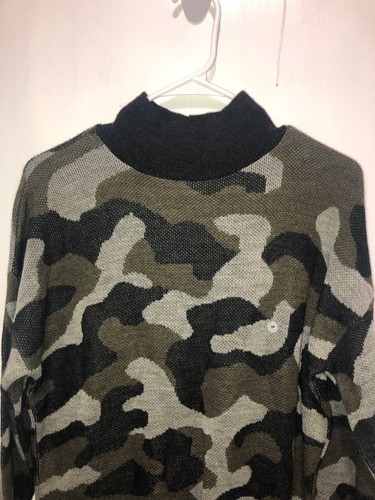 NUOVO maglione collo finto Eddie Bauer da uomo taglia media stampa mimetica - Foto 2 di 3