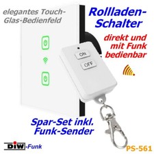 PS-561 SPARSET Glas-Touch Rollo Jalousie Schalter mit Funk + DIW-Funk Keysender