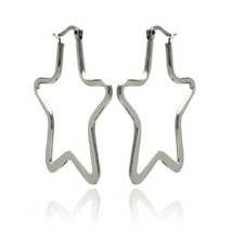 Stainless Steel 3mm Thickness STAR Hoop Earrings, 40mm, 50mm