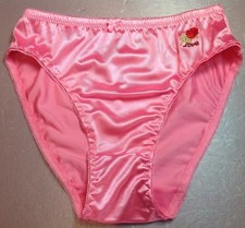 Women Panties Bikinis GRACE Size XL. Pink Nylon Satin W/Decoration Elastic