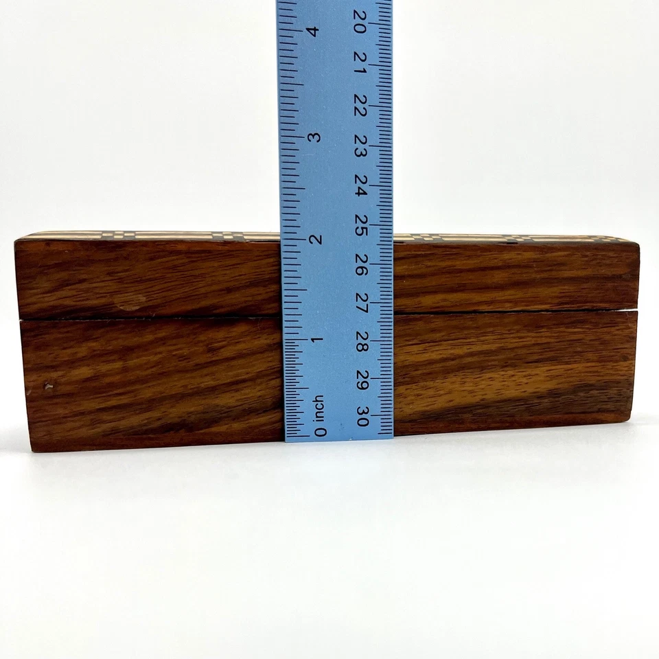 Vintage Inlaid Wood Hinged Box Trinket Jewelry Storage Decorative Box - Image 4 of 4