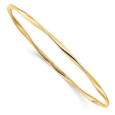 10k Yellow Gold 3mm Polished Slip-On Bangle Bracelet 7 inch Twisted