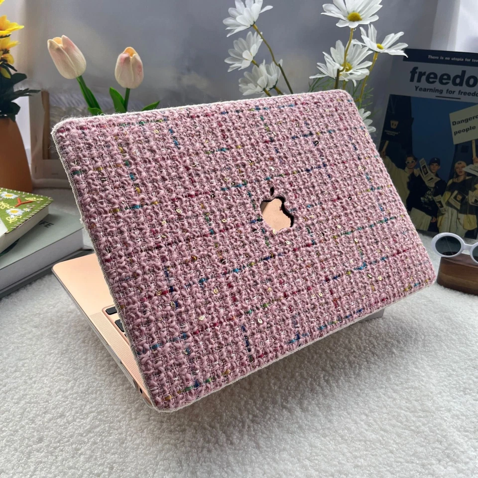 Funda clásica de tweed para MacBook cubierta rosa suave Mac Air 13 Pro 14 15 16 2024 M4 Foto 3 de 4