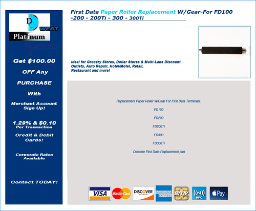 First Data FD100/FD200/FD200Ti/FD300/FD300Ti ERSATZ Papierrolle mit Getriebe   - Bild 2 von 2