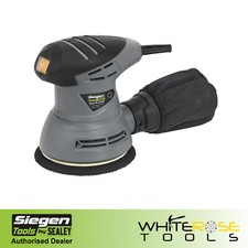 Siegen Orbital Palm Sander 240W 230V Hook Loop Backing Pad 125mm Dual Action