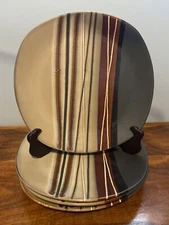 Set 4 Better Homes and Gardens BAZAAR BROWN Stripes DINNER PLATES Home Trends
