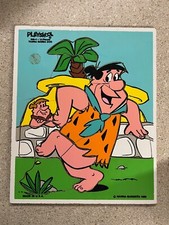 Vintage 1980 Playskool Wood Puzzle 340-4 Fred Flintstone  Barney Rubble Used