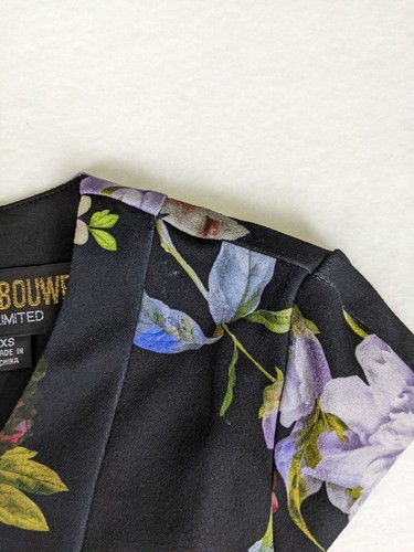 Marc Bouwer Unlimited Women's Dress Size XS Black Floral Print A-line Midi - Picture 9 of 12