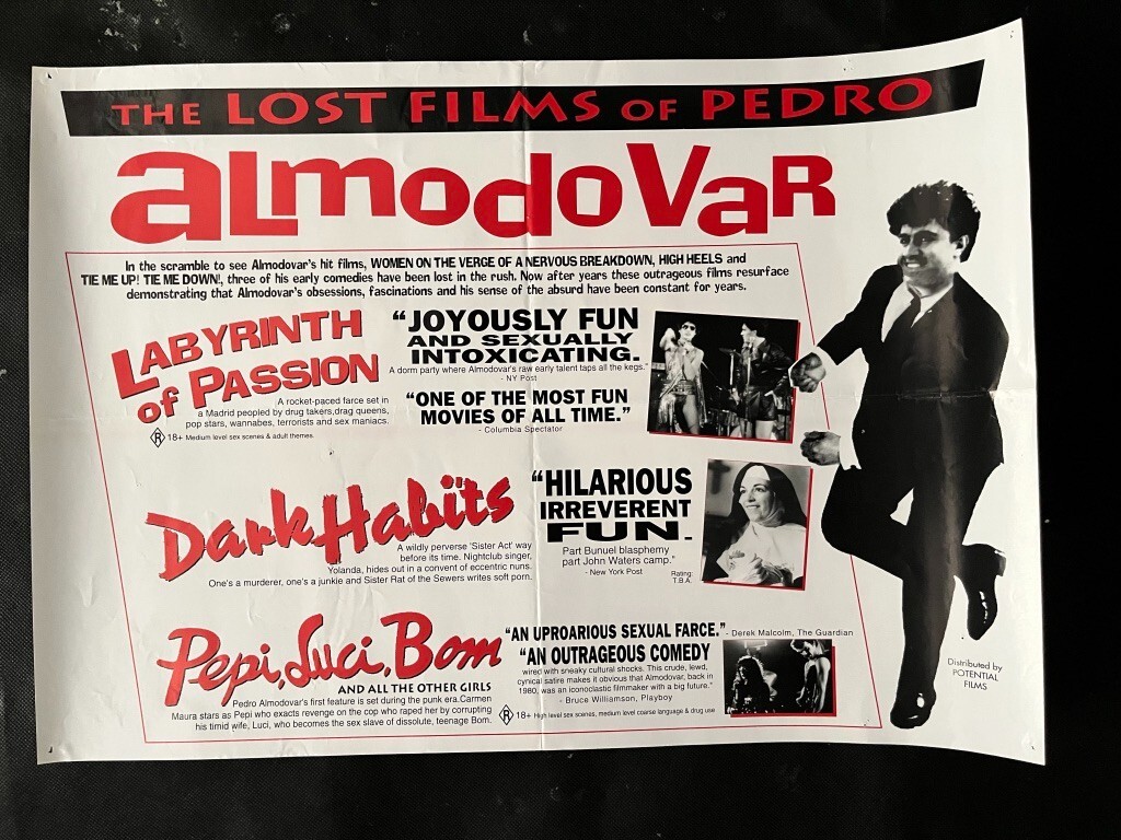 The Lost Films of Pedro Almodovar AU Movie Poster 80s Spanish arthouse