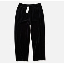 Eileen Fisher Womens Size Large Black Velour Straight Leg Pants NWT