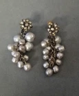 Vintage Miriam Haskell Gold Tone, Faux Pearl Dangle Screwback/Clip Earrings 2"