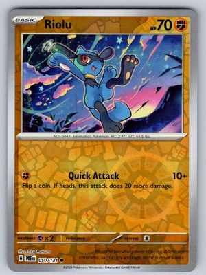 Riolu 050/131 Reverse Holo Common Prismatic Evolutions Pokemon Near Mint