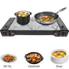 5600W Camping Stove Double Burner Propane&Butane Dual Fuel Brass Cooking Burner