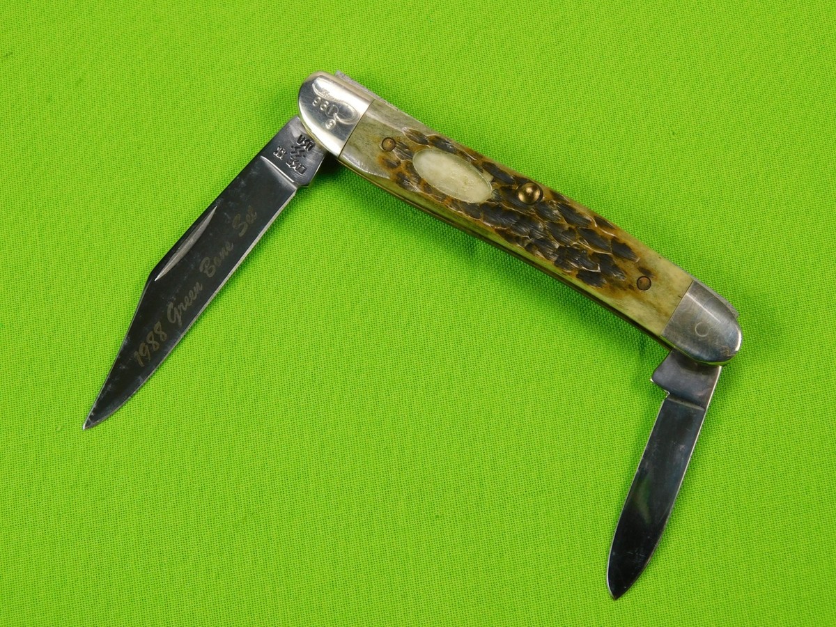 1988 Case XX G62087 PEN 2 Blade Stockman Green Bone Set Limited