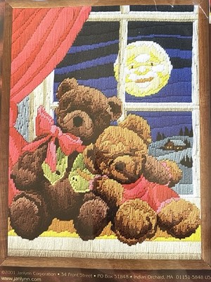 Janlynn Longstitch Needlepoint Kit Sleep Teddy Bears Moon LS247 Long Stitch Vtg