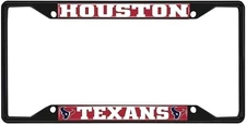 Houston Texans Black Metal License Plate Frame Tag Cover, 6x12 Inch