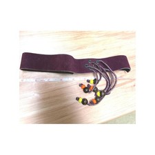 Purple Suede Leather Beaded Hippie Headband Boho Lace Up Wide Band