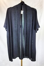 MISOOK LONG KNIT BLACK DUSTER OPEN FRONT JACKET SZ L