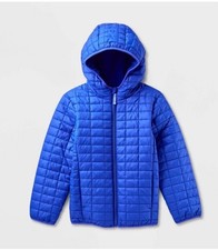 NWT Kids' Hooded Puffer Jacket - Cat Jack Athens Blue M 8 Full Zip