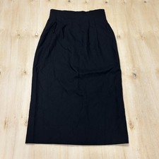 Vintage David N. Skirt Womens 12 Black Wool Pencil Midi Lined Back Slit Office