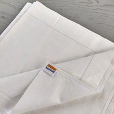 Vintage bedding Italian Bassetti Hemstitch flat sheet white cotton 108"x58"