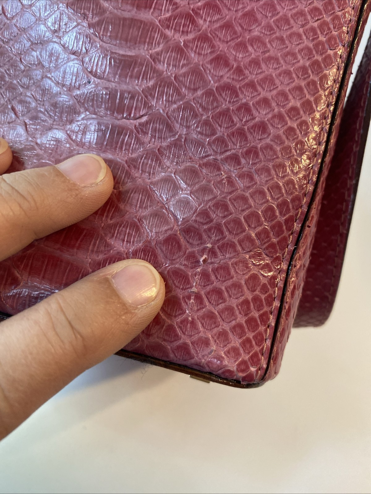 RARE VTG Kate Spade Pink Python Small Leather Buc… - image 23