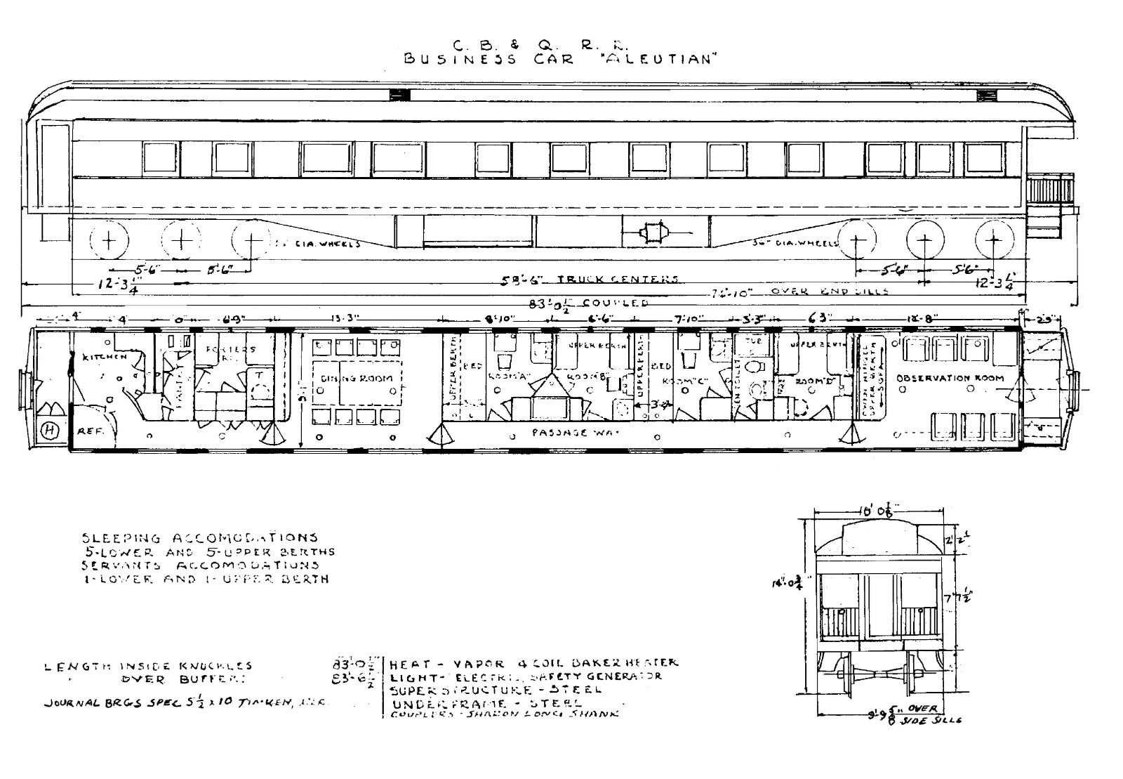Chicago Burlington & QuincyRR CB&Q C&S FW&D 50-'s Passenger Car PDF Pages on DVD