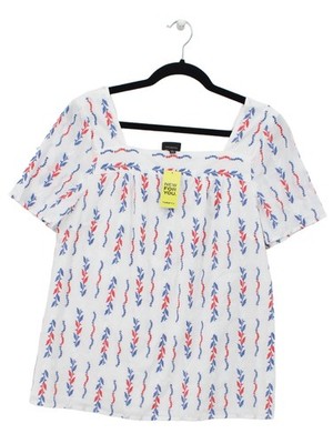 Talbots Damen Top M weiß 100% Baumwolle Kurzarm eckiger Ausschnitt Basic