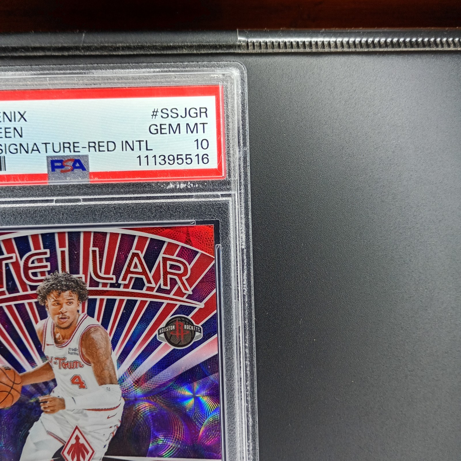 2023-24 Panini Jalen Green #SSJGR Stellar Signature Red Choice /25 PSA 10 view 3