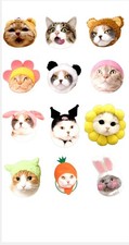 Funny Cat Sticker Sheet Cute Kitty Meme Costume Hat Animal Vinyl Decals