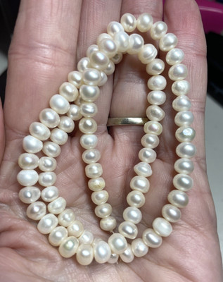 Genuine Natural 5.5-6mm White Button Freshwater Pearl Loose Beads 16'' Strand